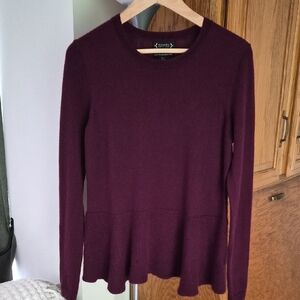Nanette Lepore Peplum Pullover Sweater Merino Wool Size L